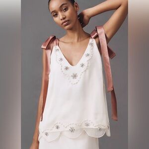 NWT Anthropologie Tie-Strap Crystal Tank Top